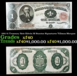 1891 $1 Treasury Note Edwin M Stanton Grades xf Signatures Tillman/Morgan