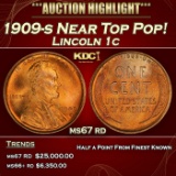 1909-s Lincoln Cent Near Top Pop! 1c ms67 rd SEGS