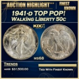 1941-d Walking Liberty Half Dollar TOP POP! 50c ms68 SEGS