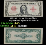 1923 $1 United States Note Grades xf Signatures Speelman/White