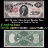 1917 $1 Large Size Legal Tender Note Grades Choice AU/BU Slider Signatures Teehee/Burke