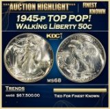 1945-p Walking Liberty Half Dollar TOP POP! 50c ms68 SEGS
