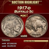 1917-d Buffalo Nickel 5c ms66 SEGS