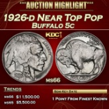 1926-d Buffalo Nickel Near Top Pop 5c ms66 SEGS