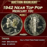 1942 Proof Mercury Dime Near Top Pop 10c pr68+ SEGS