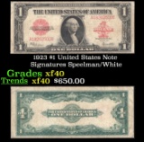 1923 $1 United States Note Grades xf Signatures Speelman/White