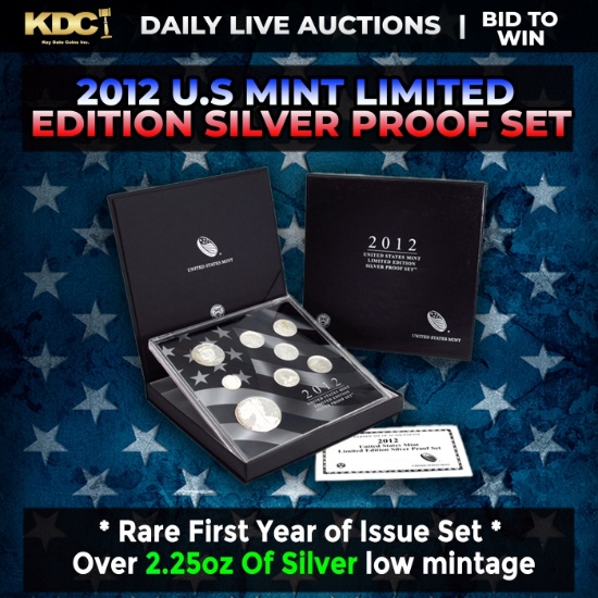***RARE First Year Of Issue 2012 United States Mint Limited Edition Silver Proof Set 8 coins, Over 2