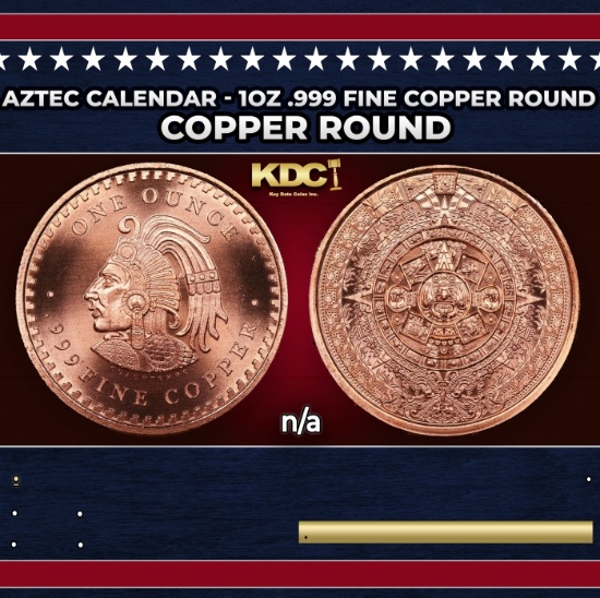 Aztec Calendar - 1oz .999 Fine Copper Round