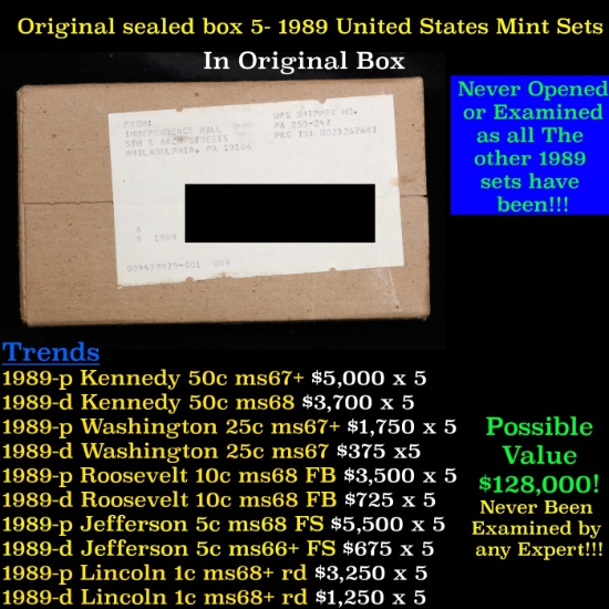 Original sealed box 5- 1989 United States Mint Sets