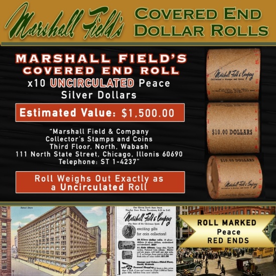 CIS- Rare Peace UNC MARSHALL FIELDS 10 $1 Roll RED Level