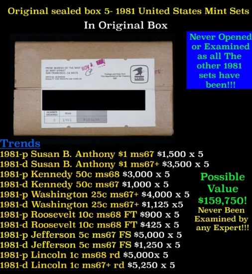 Original sealed box 5- 1981 United States Mint Sets