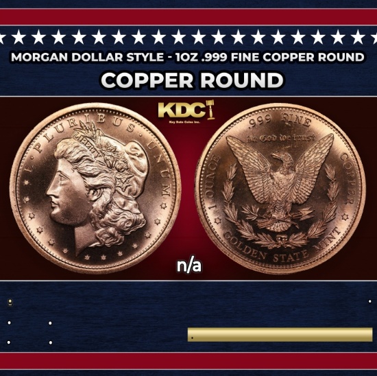 Morgan Dollar Style - 1oz .999 Fine Copper Round