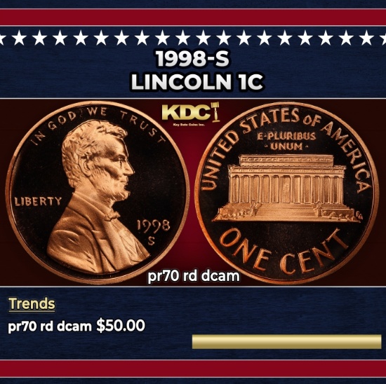 1998-s Proof Lincoln Cent 1c pr70 rd dcam SEGS