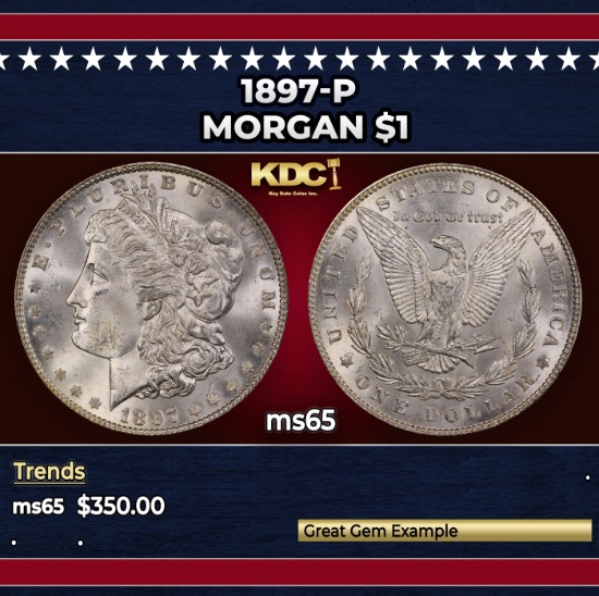 1897-p Morgan Dollar $1 Grades ms65