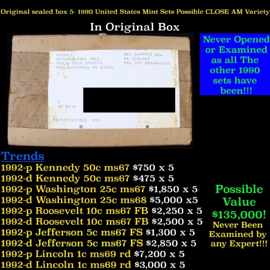 Original sealed box 5- 1990 United States Mint Sets