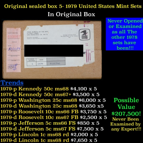 Original sealed Box of 5x 1979 United States Mint Set's