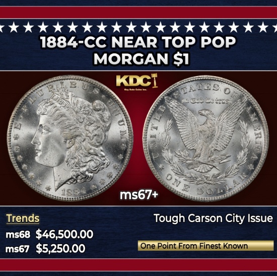 1884-cc Morgan Dollar Near Top Pop $1 ms67+ SEGS