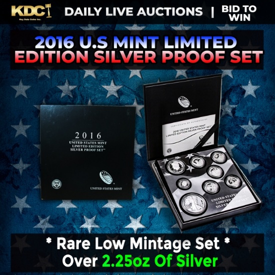 RARE 2016 United States Mint Limited Edition Silver Proof Set 8 coins, Over 2.25oz Of Silver low min