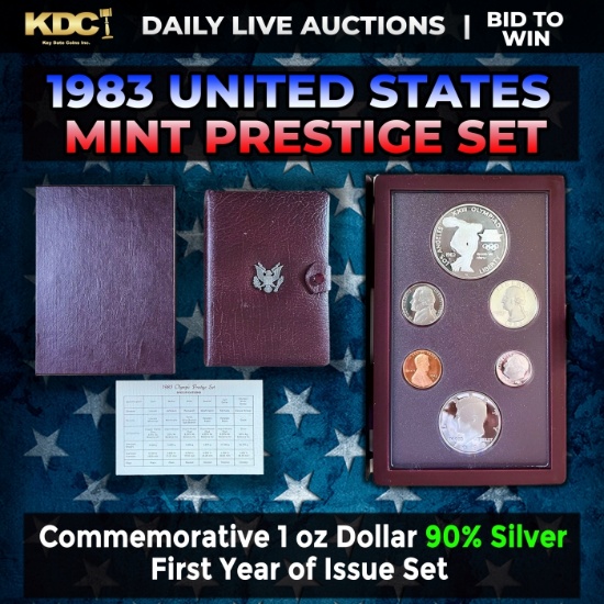 1983 United States Mint Prestige Proof Set 6 Coins First Year Of Issue W/ Box & COA