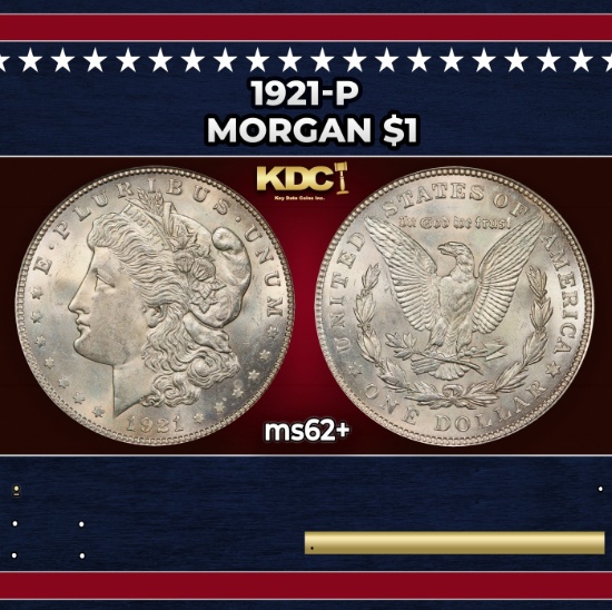 1921-p Morgan Dollar $1 Grades ms62+