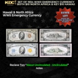 Set of 1934 WWII Emergency Currency Both $10 North Africa & KEY $10 Hawaii Grades AU/CU