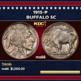 1915-p Buffalo Nickel 5c ms66 SEGS