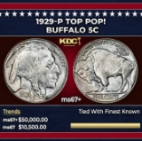 1929-p Buffalo Nickel TOP POP! 5c ms67+ SEGS