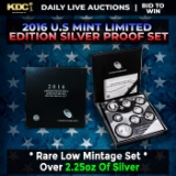 RARE 2016 United States Mint Limited Edition Silver Proof Set 8 coins, Over 2.25oz Of Silver low min