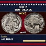 1937-p Buffalo Nickel 5c ms67 SEGS