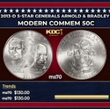 2013-d 5-Star Generals Arnold & Bradley Modern Commem Half Dollar 50c ms70 SEGS