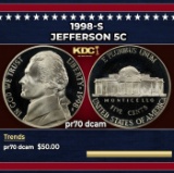 1998-s Proof Jefferson Nickel 5c pr70 dcam SEGS