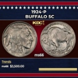 1924-p Buffalo Nickel 5c ms66 SEGS