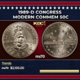 1989-d Congress Modern Commem Half Dollar 50c ms70 SEGS