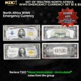 Set of 1934/1935 North Africa WWII Emergency Currency Set $1 & $5 Grades AU/CU