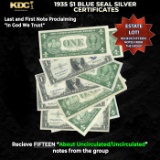 15x 1935 $1 Blue Seal Silver Certificates Grades AU/CU