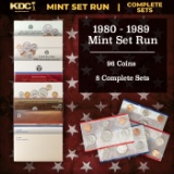 1980-1989 Full Decade Mint Set Run - 96 Coins, 8 Complete Sets
