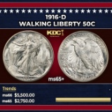1916-d Walking Liberty Half Dollar 50c ms65+ SEGS
