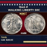 1945-p Walking Liberty Half Dollar 50c Grades ms66