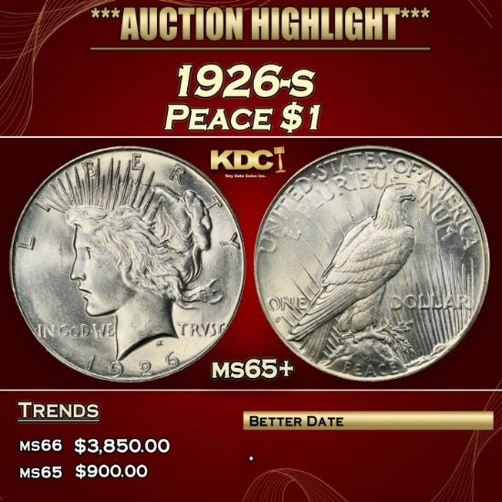 1926-s Peace Dollar $1 ms65+ SEGS