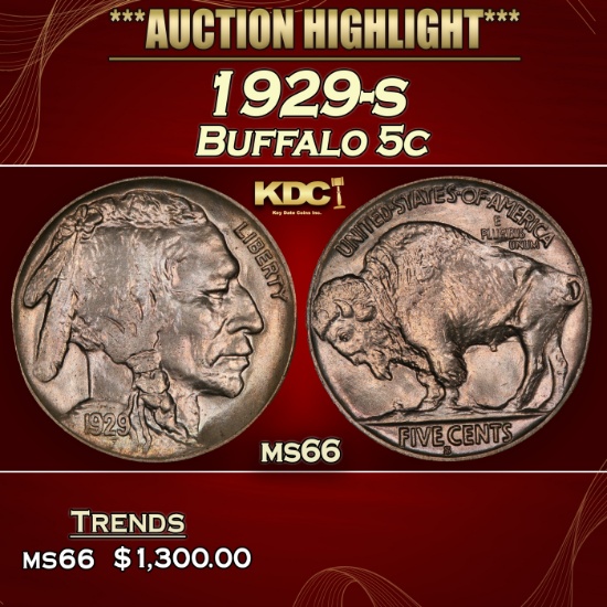 1929-s Buffalo Nickel 5c ms66 SEGS