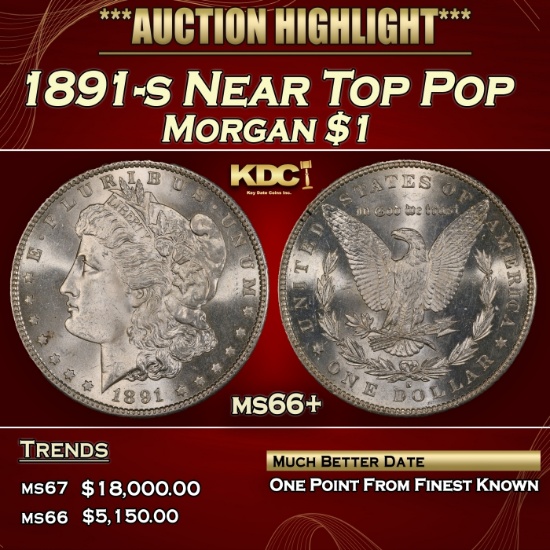 1891-s Morgan Dollar Near Top Pop $1 ms66+ SEGS