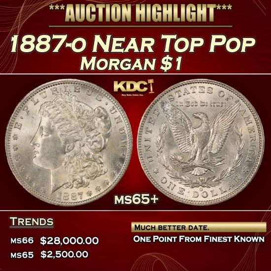 1887-o Morgan Dollar Near Top Pop $1 ms65+ SEGS