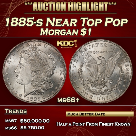 1885-s Morgan Dollar Near Top Pop $1 ms66+ SEGS