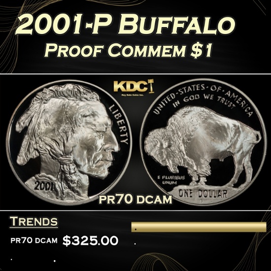 2001-P Buffalo Proof Modern Commem Dollar $1 pr70 dcam SEGS