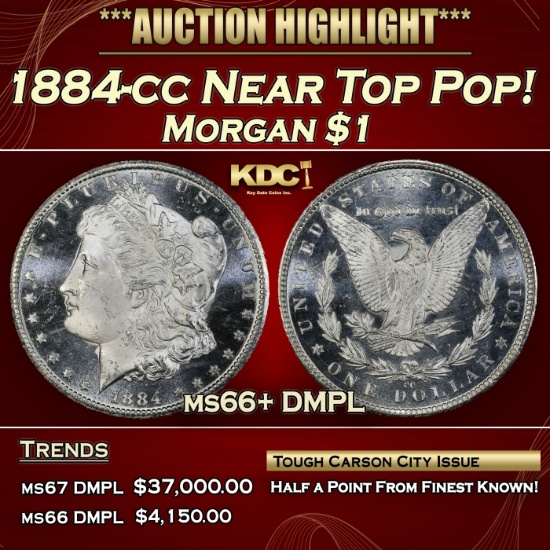 1884-cc Morgan Dollar Near Top Pop! $1 ms66+ DMPL SEGS