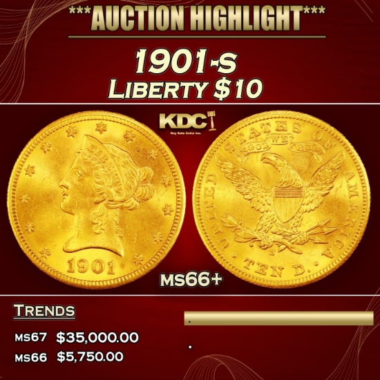 1901-s Gold Liberty Eagle $10 ms66+ SEGS