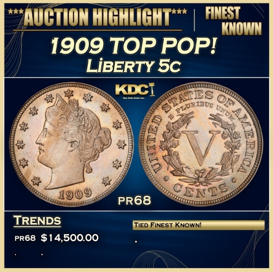 1909 Proof Liberty Nickel TOP POP! 5c pr68 SEGS