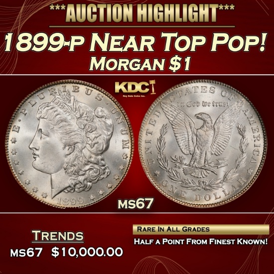 1899-p Morgan Dollar Near Top Pop! $1 ms67 SEGS