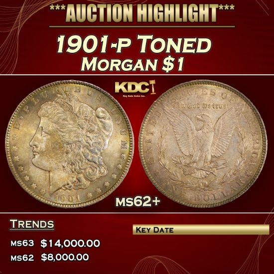 1901-p Morgan Dollar Toned $1 ms62+ USCG