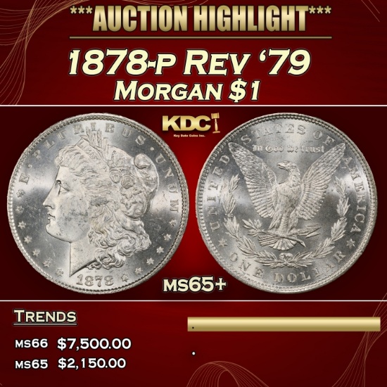 1878-p Rev '79 Morgan Dollar $1 ms65+ SEGS